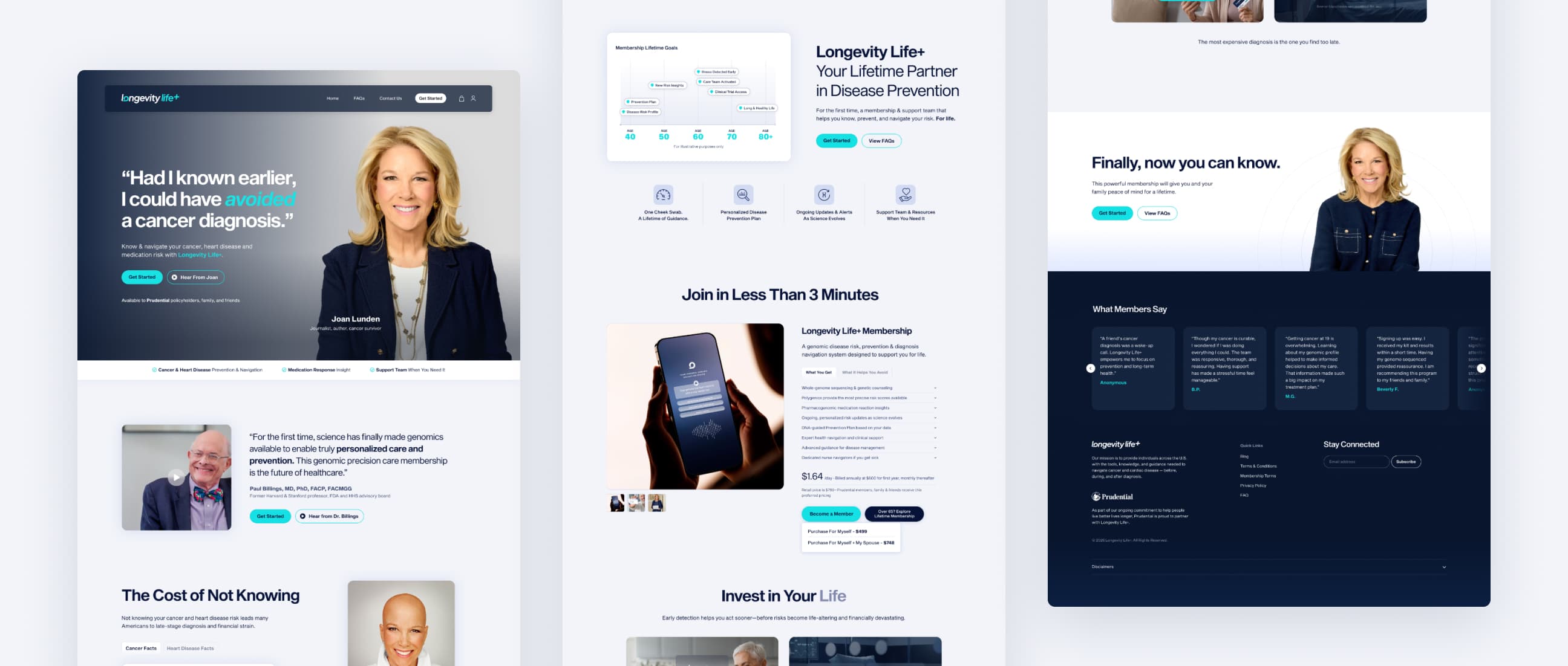 Longevity Life+ campaign landing page design showing the homepage desktop design